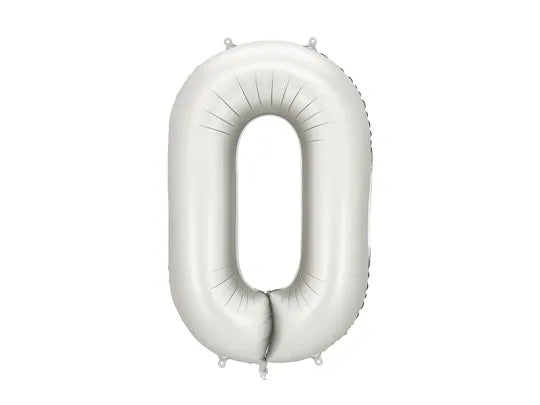 FOLIJA BALON ŠTEVILKA "0", SREBRNA, 86CM