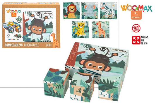 KOCKE LESENE DIVJE ŽIVALI 19X14CM 9 KOSOV