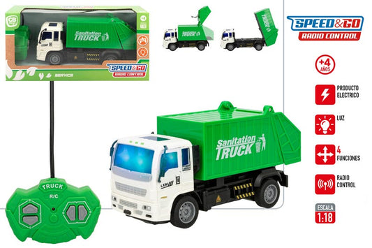 SMETARSKO VOZILO  NA DALJINSKO VODENJE Z LUČJO 1:18 28X13CM