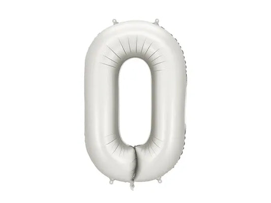 FOLIJA BALON ŠTEVILKA "0", SREBRNA, 86CM