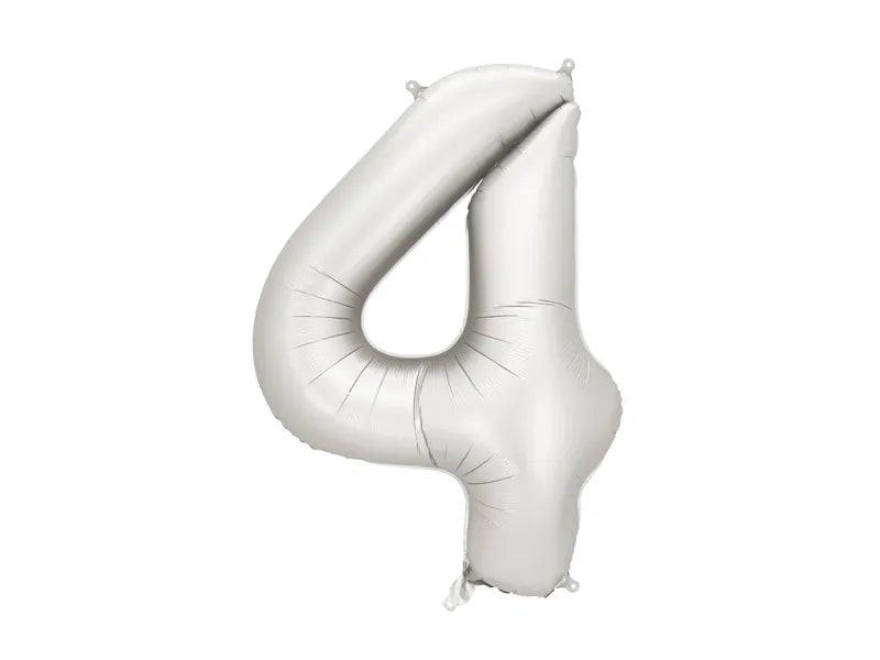 FOLIJA BALON ŠTEVILKA "4", SREBRNA, 86CM