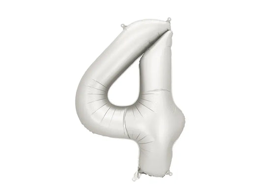 FOLIJA BALON ŠTEVILKA "4", SREBRNA, 86CM