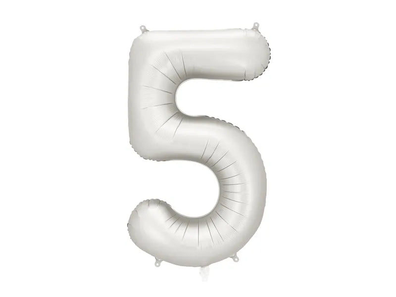 FOLIJA BALON ŠTEVILKA "5", SREBRNA, 86CM