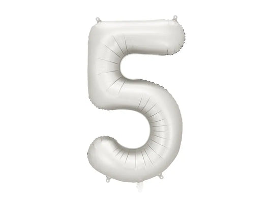FOLIJA BALON ŠTEVILKA "5", SREBRNA, 86CM