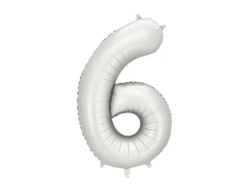 FOLIJA BALON ŠTEVILKA "6", SREBRNA, 86CM