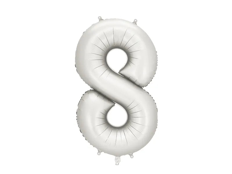 FOLIJA BALON ŠTEVILKA "8", SREBRNA, 86CM