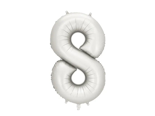 FOLIJA BALON ŠTEVILKA "8", SREBRNA, 86CM
