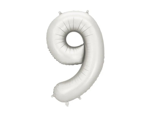 FOLIJA BALON ŠTEVILKA "9", SREBRNA, 86CM