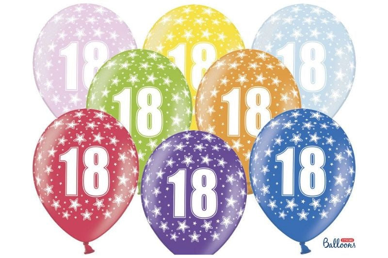BALONI 18 LET SORTIRANI 30CM 6 KOSOV