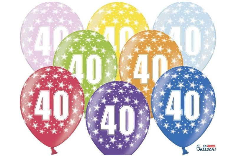BALONI 40 LET SORTIRANI 30CM 6 KOSOV