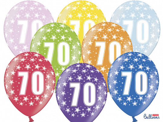BALONI 70 LET SORTIRANI 30CM 6 KOSOV