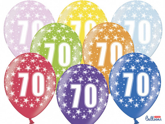 BALONI 70 LET SORTIRANI 30CM 6 KOSOV