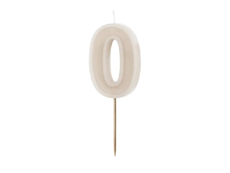 SVEČKA ŠTEVILKA "0", TOPLO SIVA, 6 CM