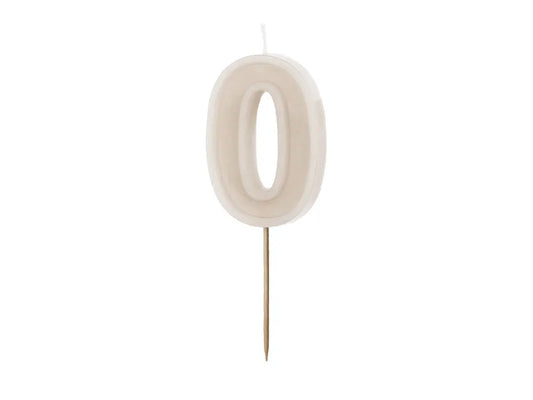 SVEČKA ŠTEVILKA "0", TOPLO SIVA, 6 CM