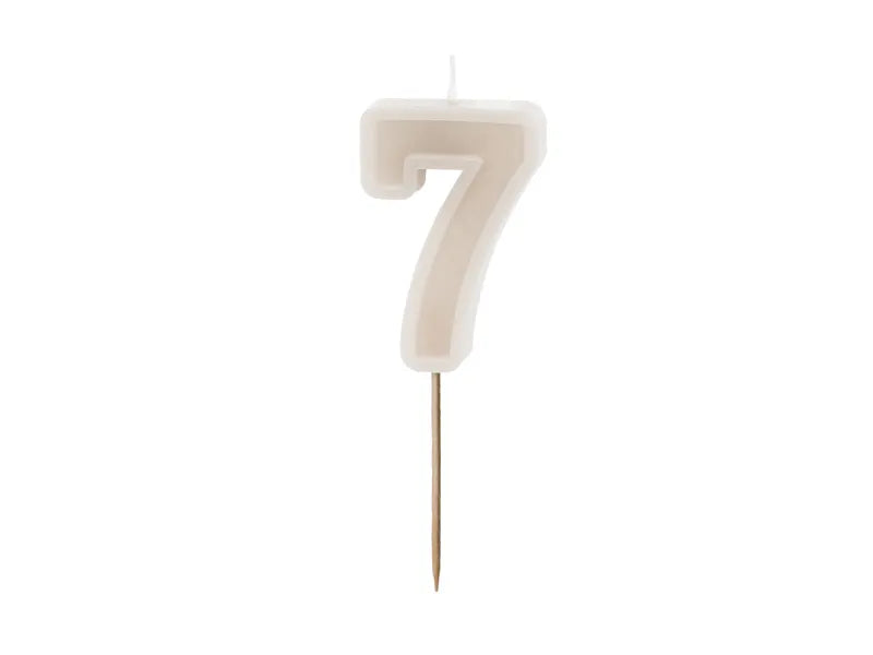 SVEČKA ŠTEVILKA "7", TOPLO SIVA, 6 CM