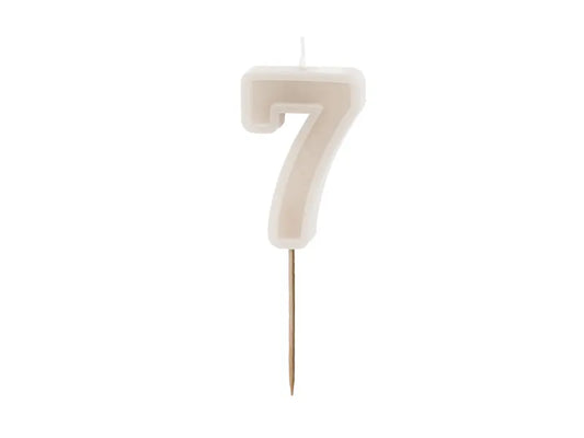 SVEČKA ŠTEVILKA "7", TOPLO SIVA, 6 CM