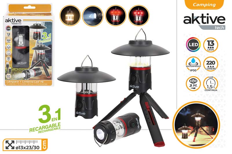 SVETILKA LED 3V1 USB POLNJENJE 23X13CM