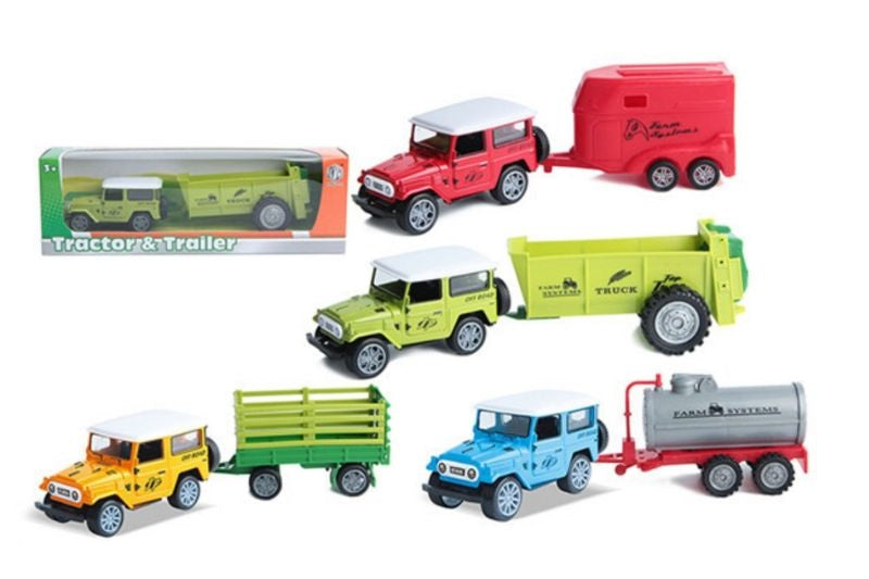 DŽIP Z PRIKOLICO KOVINSKI PULL BACK 27 CM