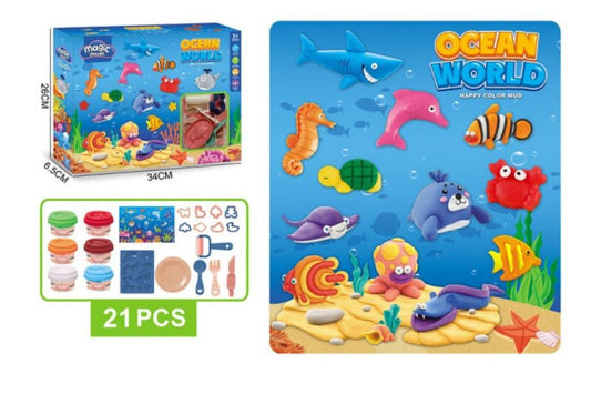 PLASTELIN SET MORSKI MOTIV 21 KOSOV 34X26CM